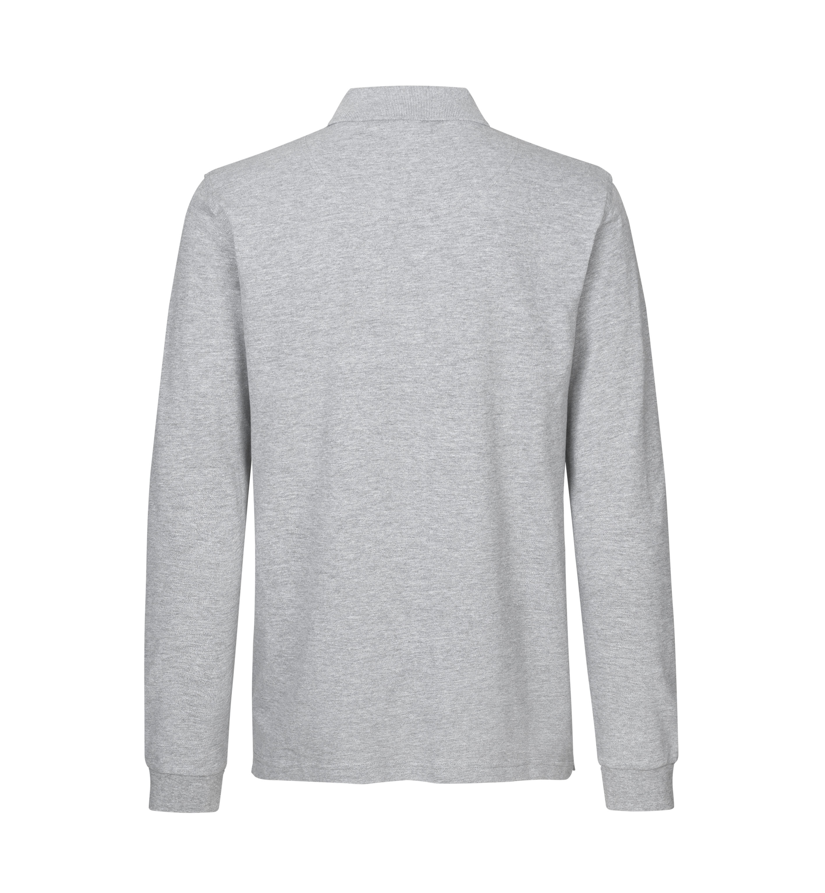 Koszulka polo długi rękaw | stretch — Grey melange — miniatura 2