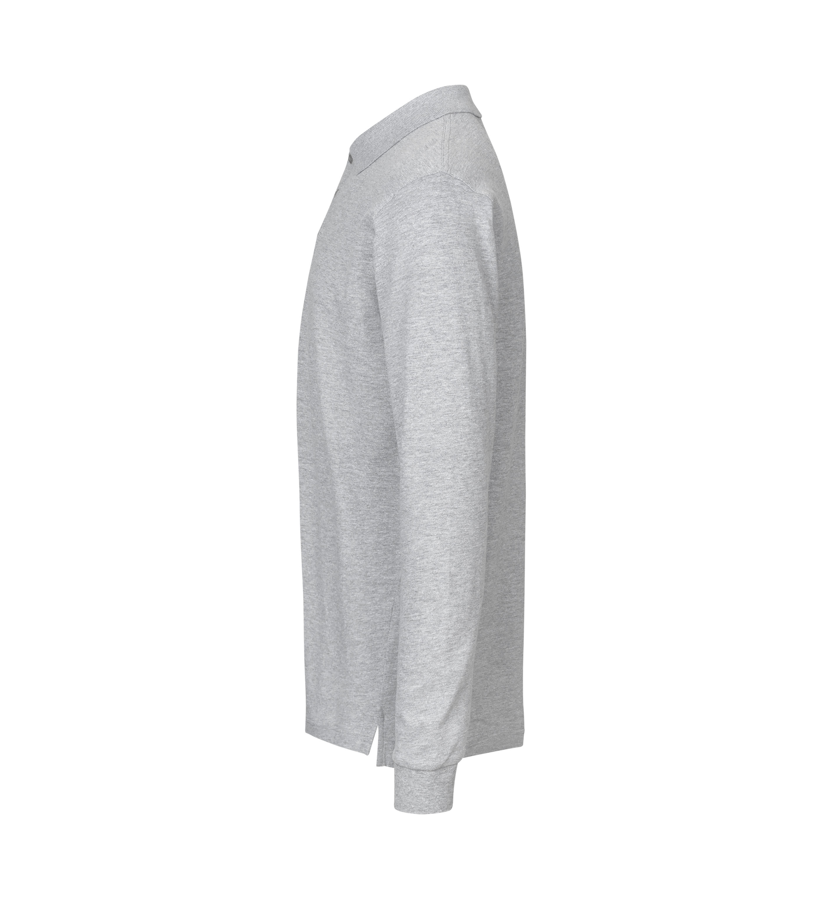 Koszulka polo długi rękaw | stretch — Grey melange — miniatura 3