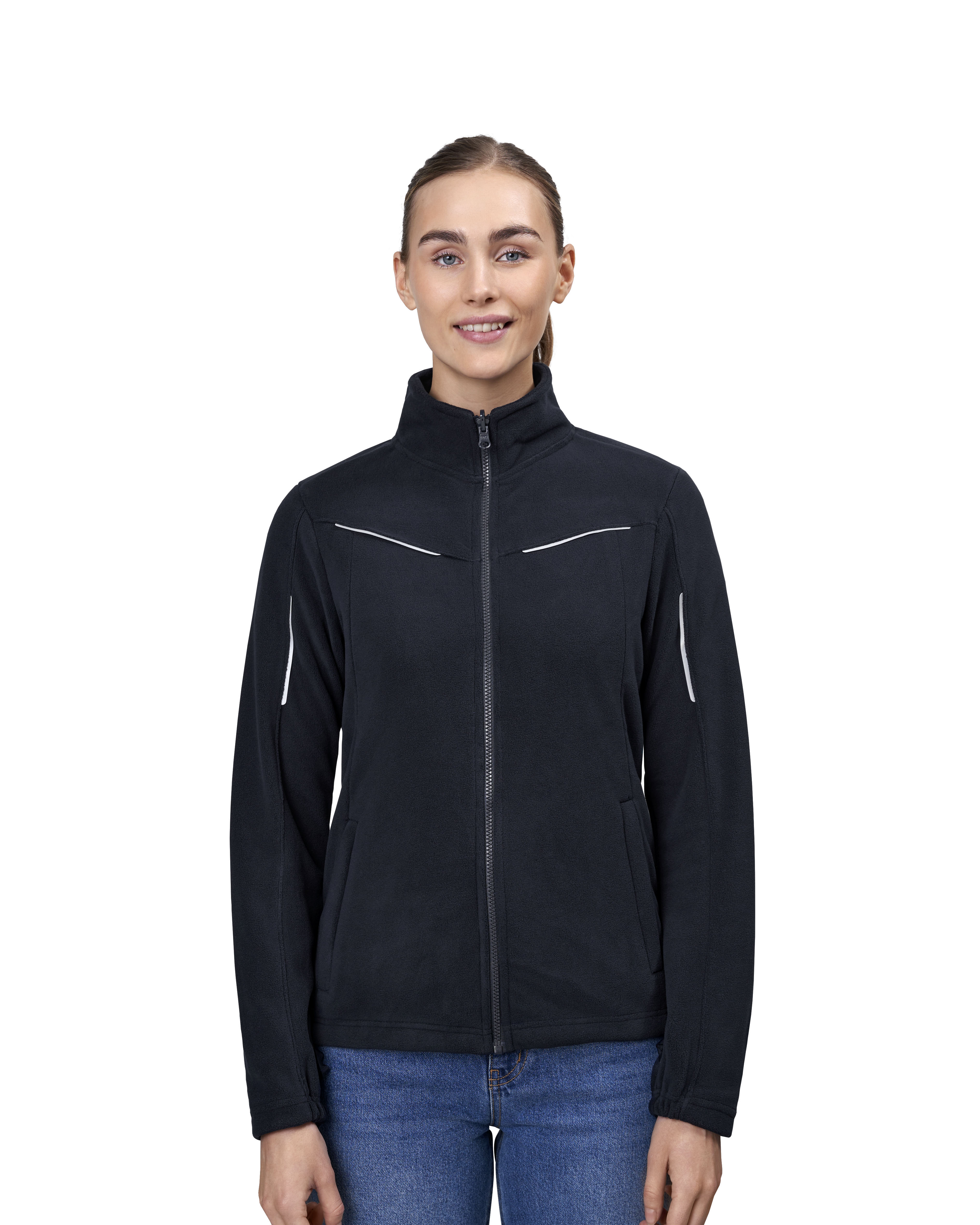 Mikropolar Zip-n-Mix | elementy odblaskow | damska — Navy — miniatura 4