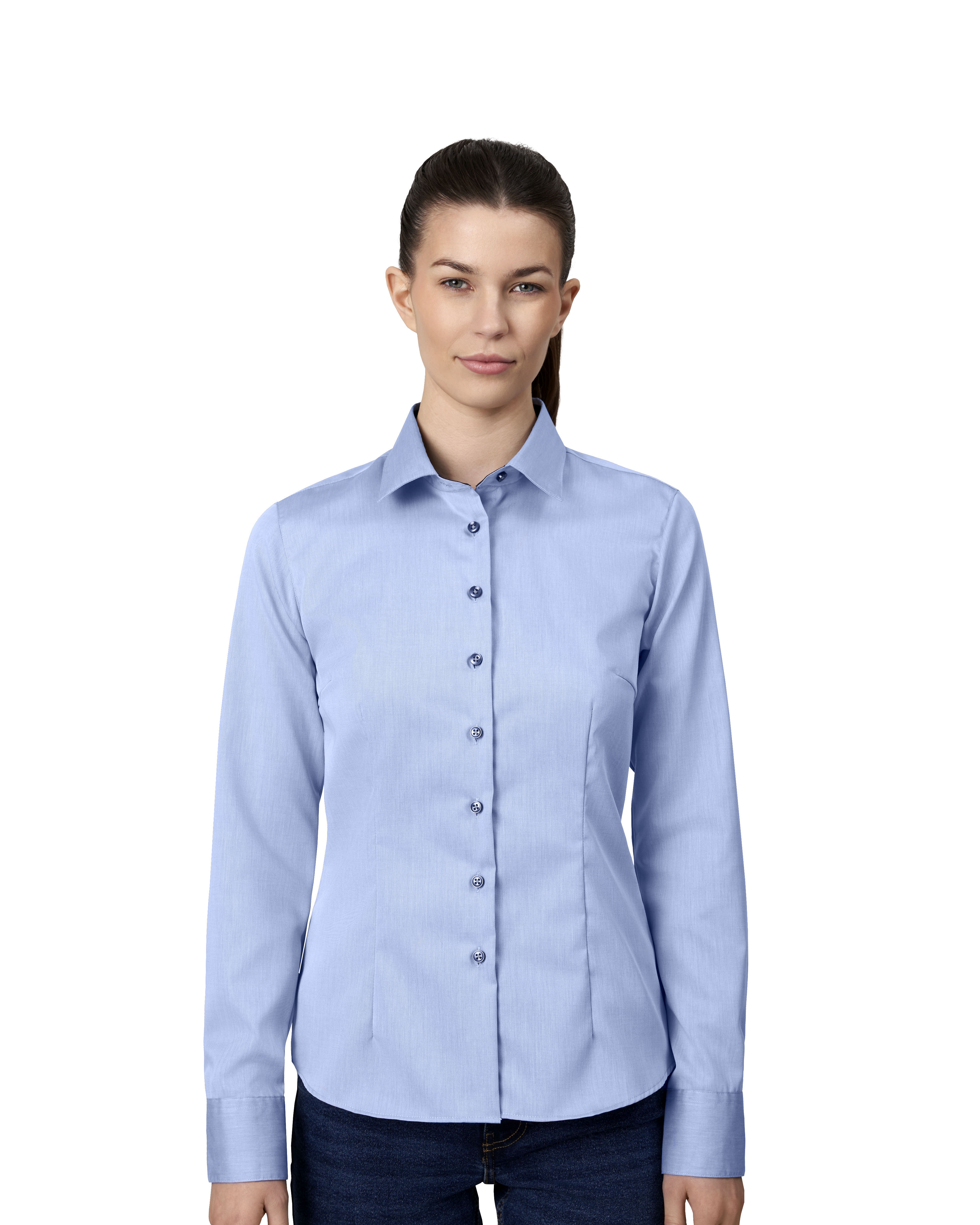SEVEN SEAS Fine Twill Contrast | modern | damski — Light blue — miniatura 5